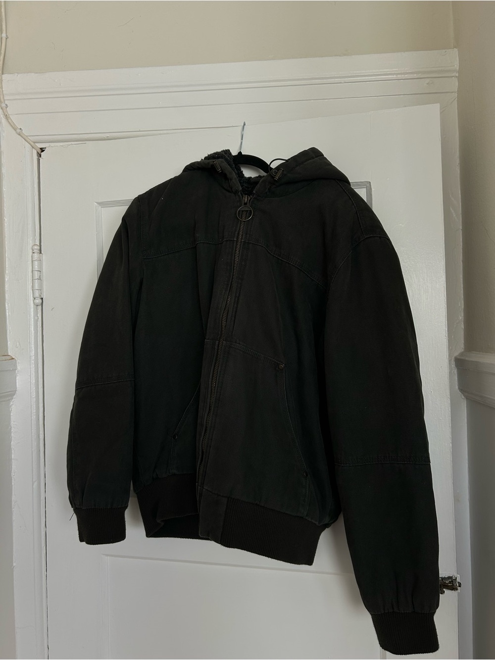 Unisex Black Hooded Jacket with Zip Front